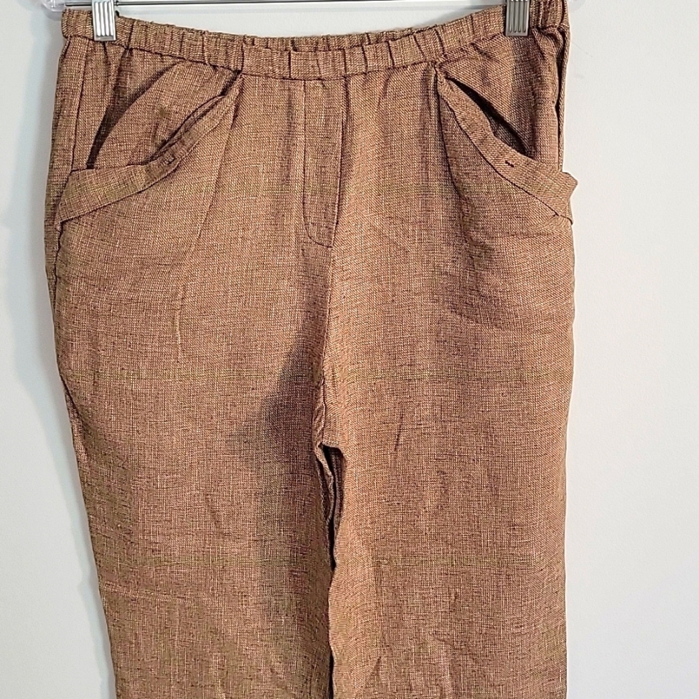 Jones New York Linen Blend Pull On Elastic Waist Pockets Cuffed Pants XS NWOT - Picture 2 of 5